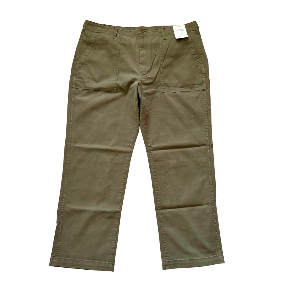 Madewell Utility Pants Womens Size 33 Green Straight Leg Adjustable Waist NWT